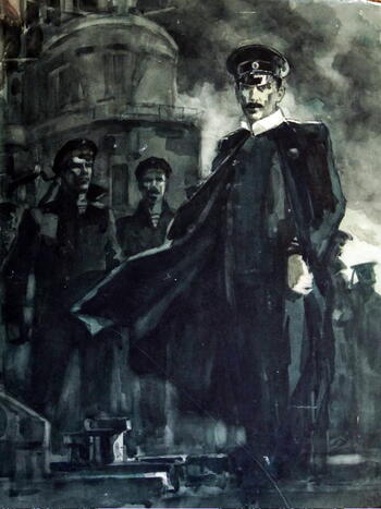 Картины Николая Таирова Лейтенант Шмидт (восставший Очаков). Акварель