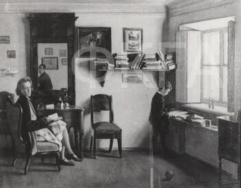 Н.С. Барсамов. Портреты жены Н.С. Барсамов. В комнатах. 1928 г. Холст, масло.